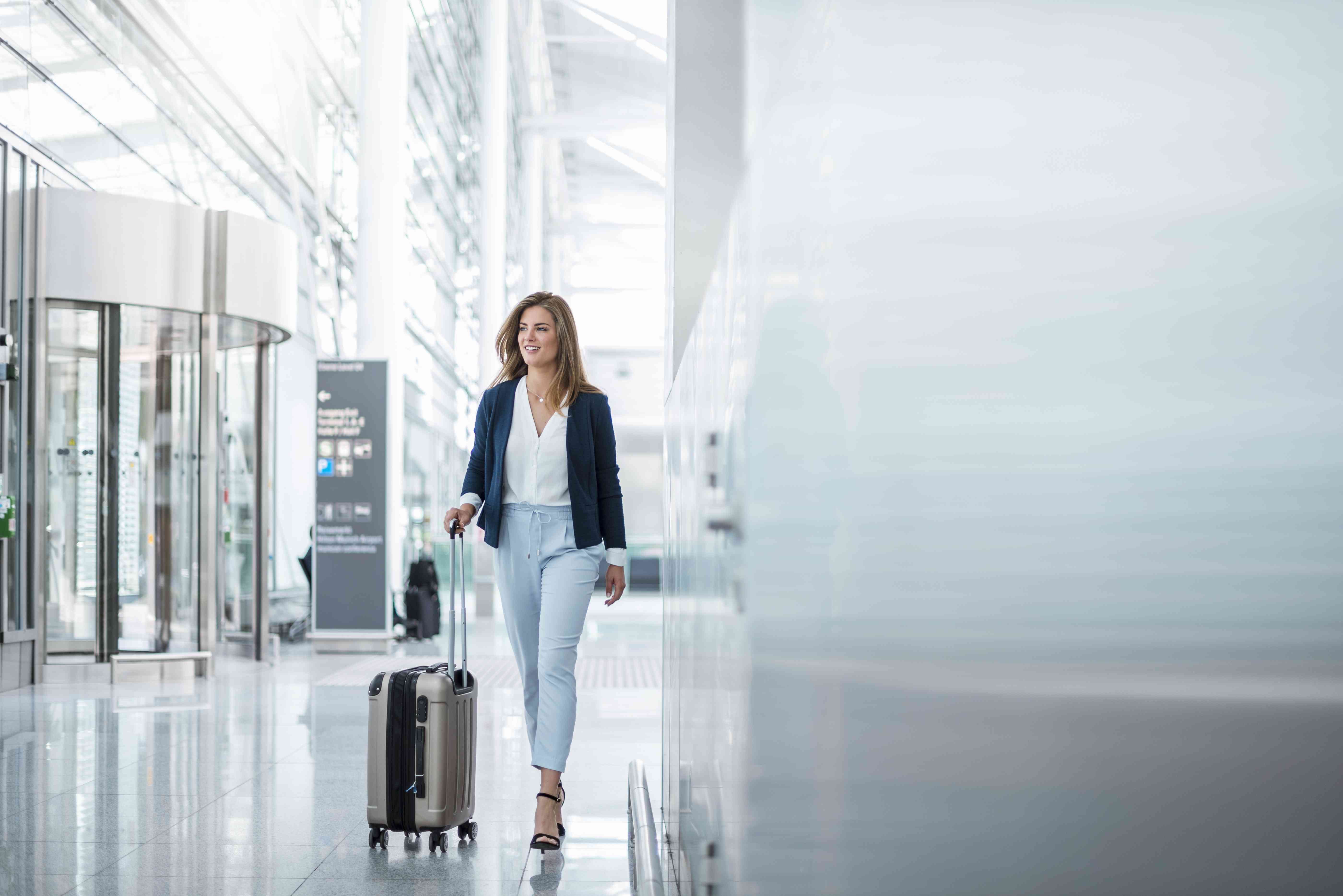 A woman traveler in an airport