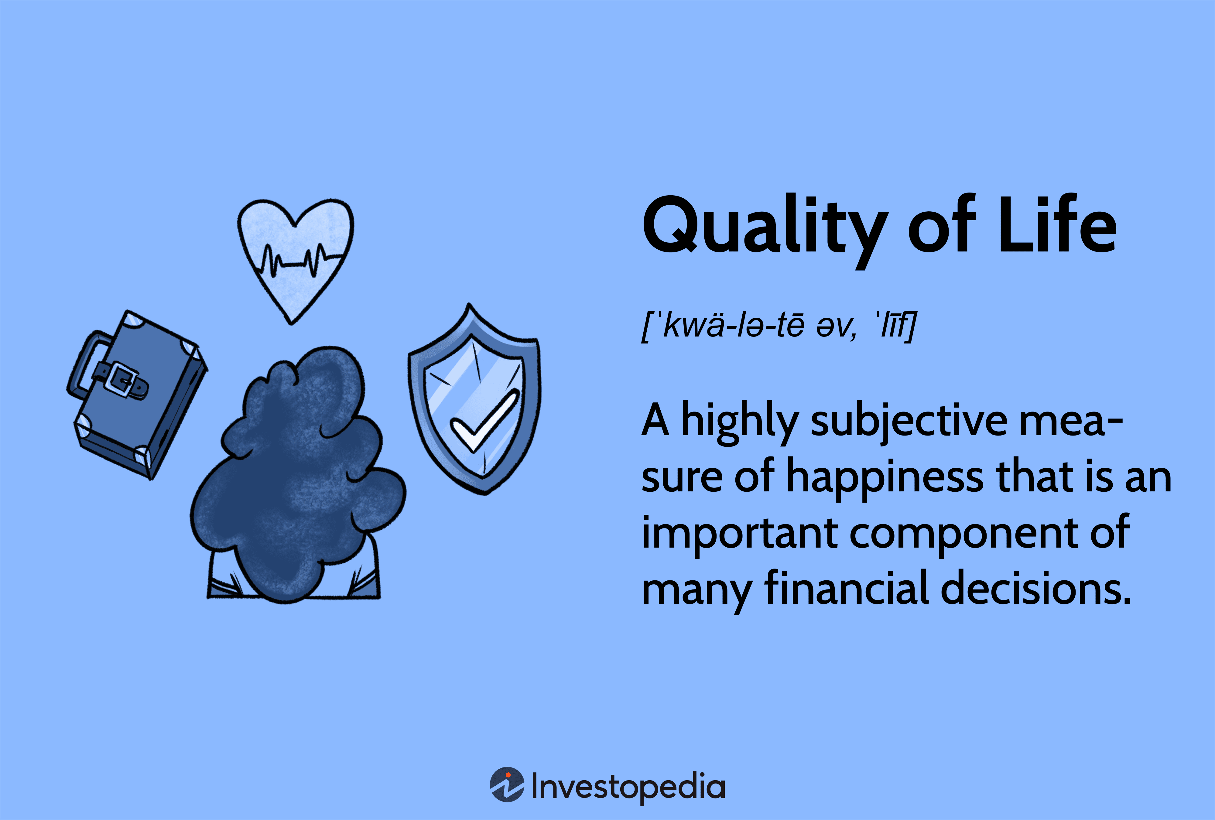 Quality of Life: A highly subjective measure of happiness that is an important component of many financial decisions.